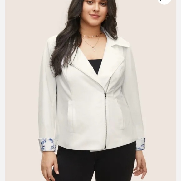 BloomChic Jackets & Blazers - BloomChic Plus Size Corduroy Patchwork Floral Lapel Collar Zipper Jacket